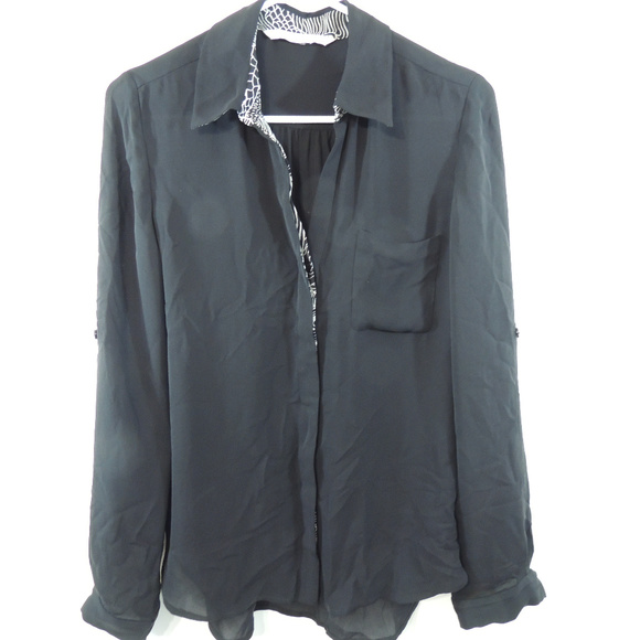 Diane Von Furstenberg Tops - Diane Von Furstenberg Womens Black Silk Blouse Long Sleeve Size M